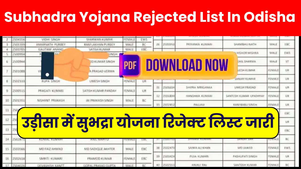 Subhadra Yojana Rejected List In Odisha